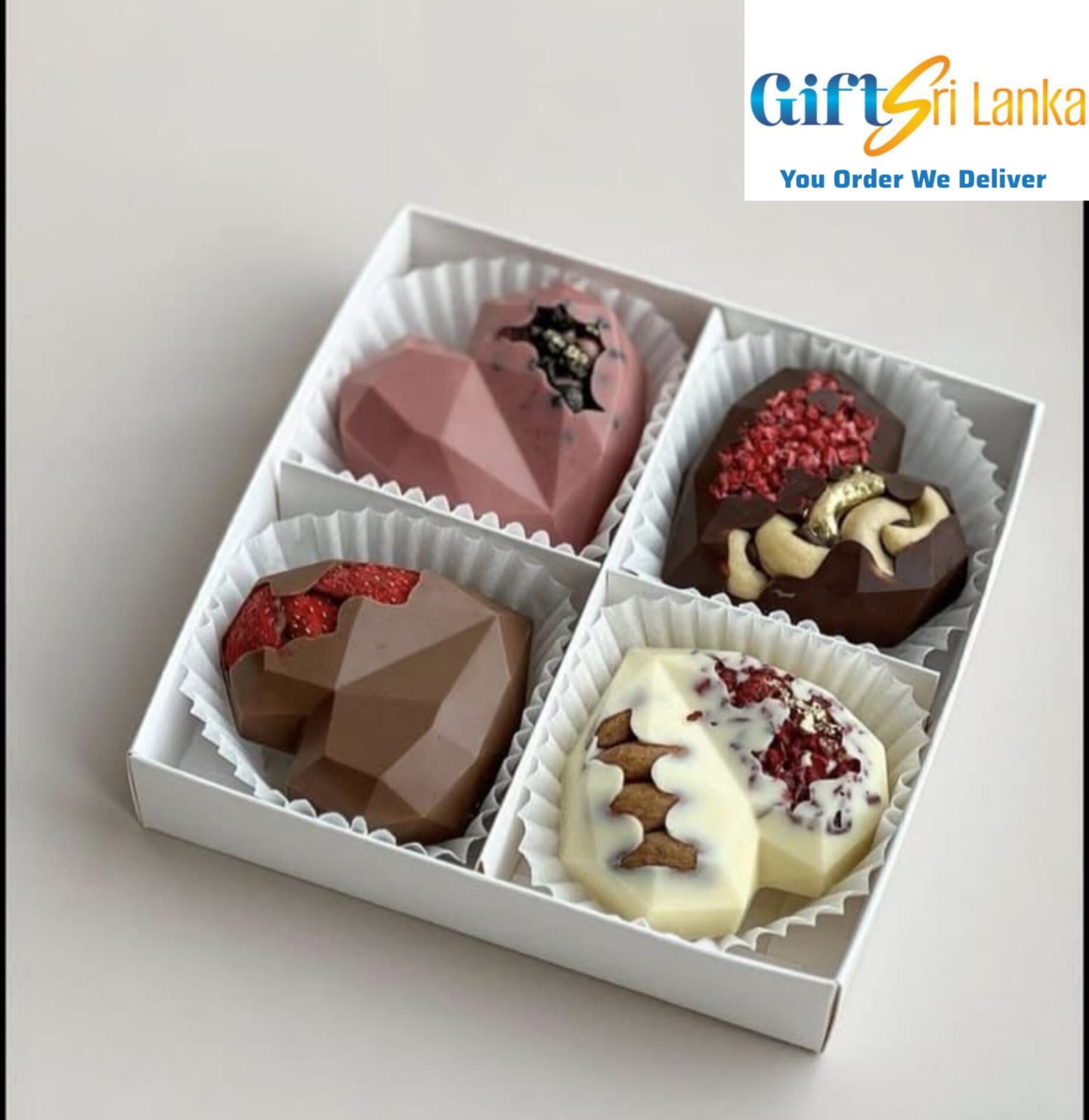 Gourmet Heart Chocolates with Nuts & Fruit