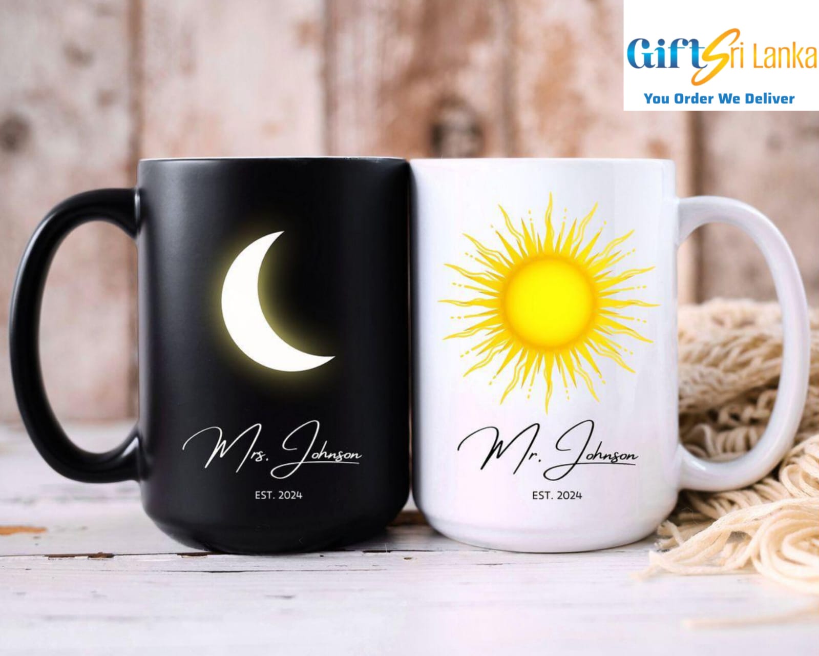 Personalized Sun & Moon Couple Mug Set