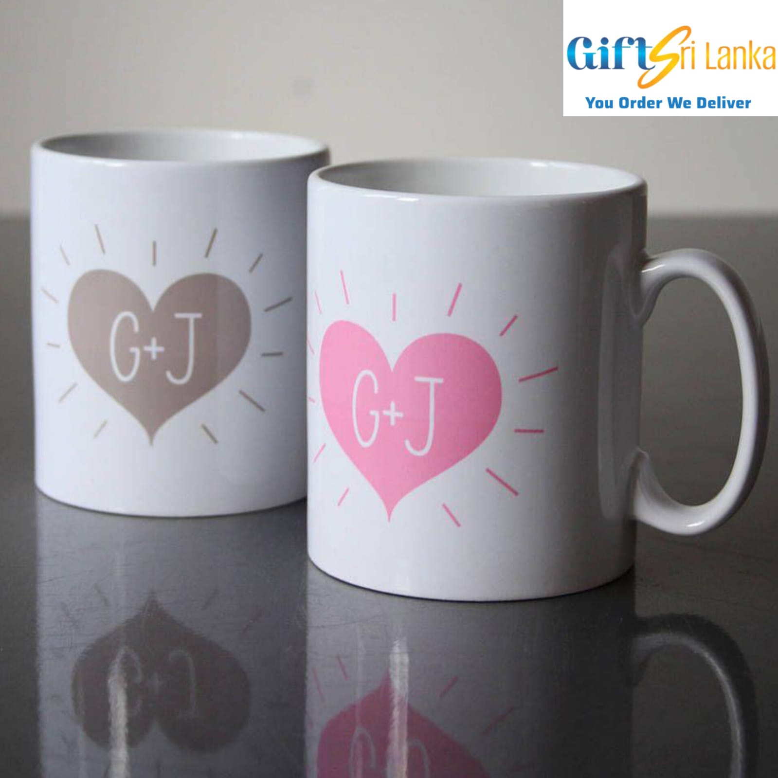 Personalized Initials Couple Mug Set – Minimalist Heart