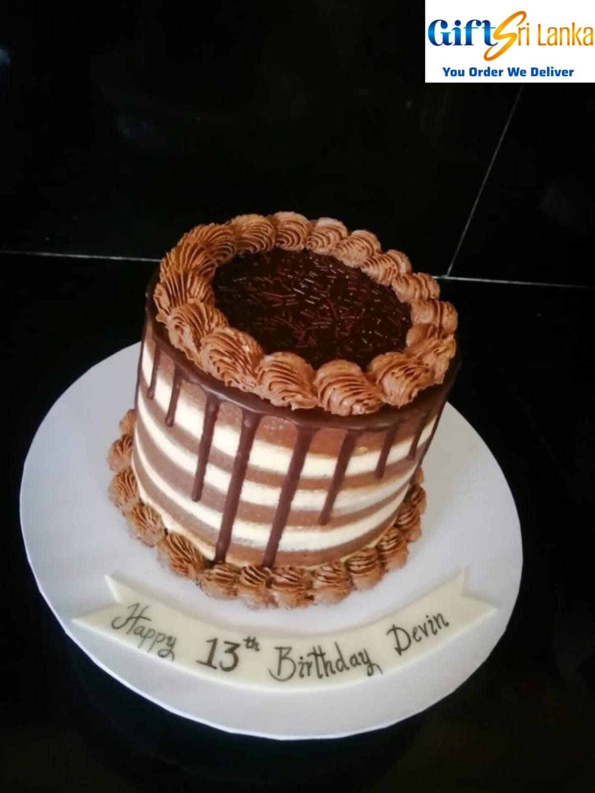 1kg Elegant Layered Chocolate Cake with Chocolate Drip and Sprinkles