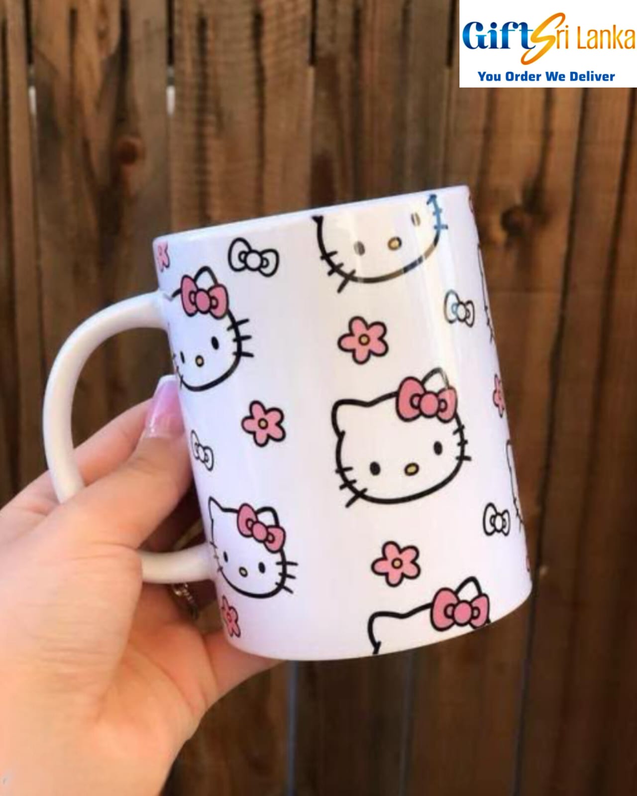 Playful Cartoon Design Mug with Floral Details
