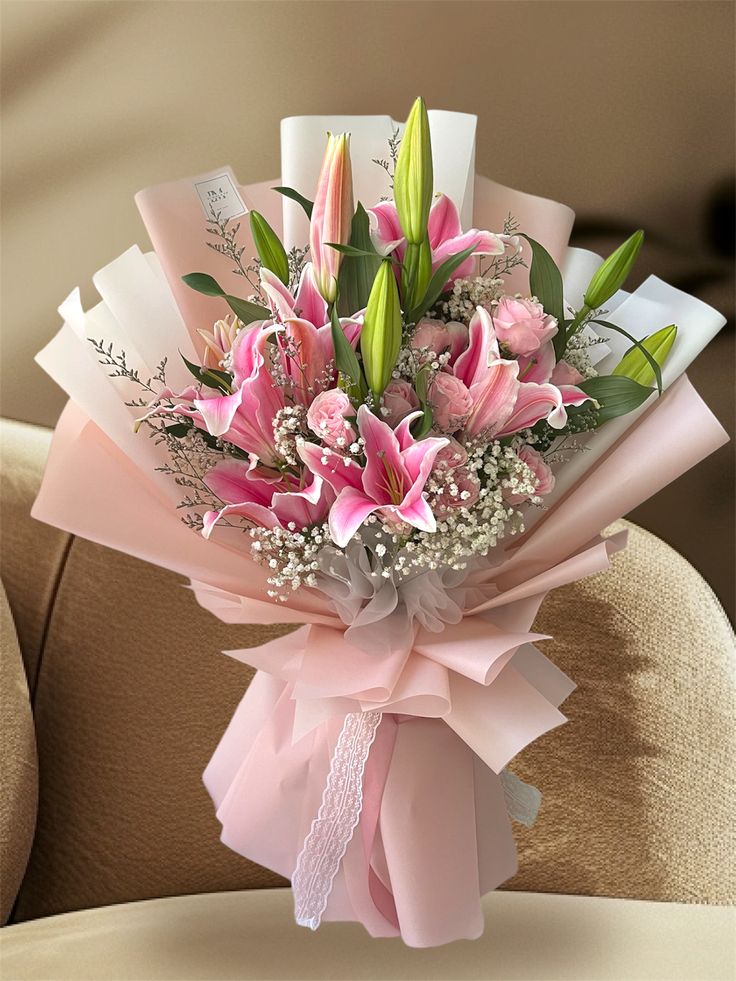 Pink lily bouquet