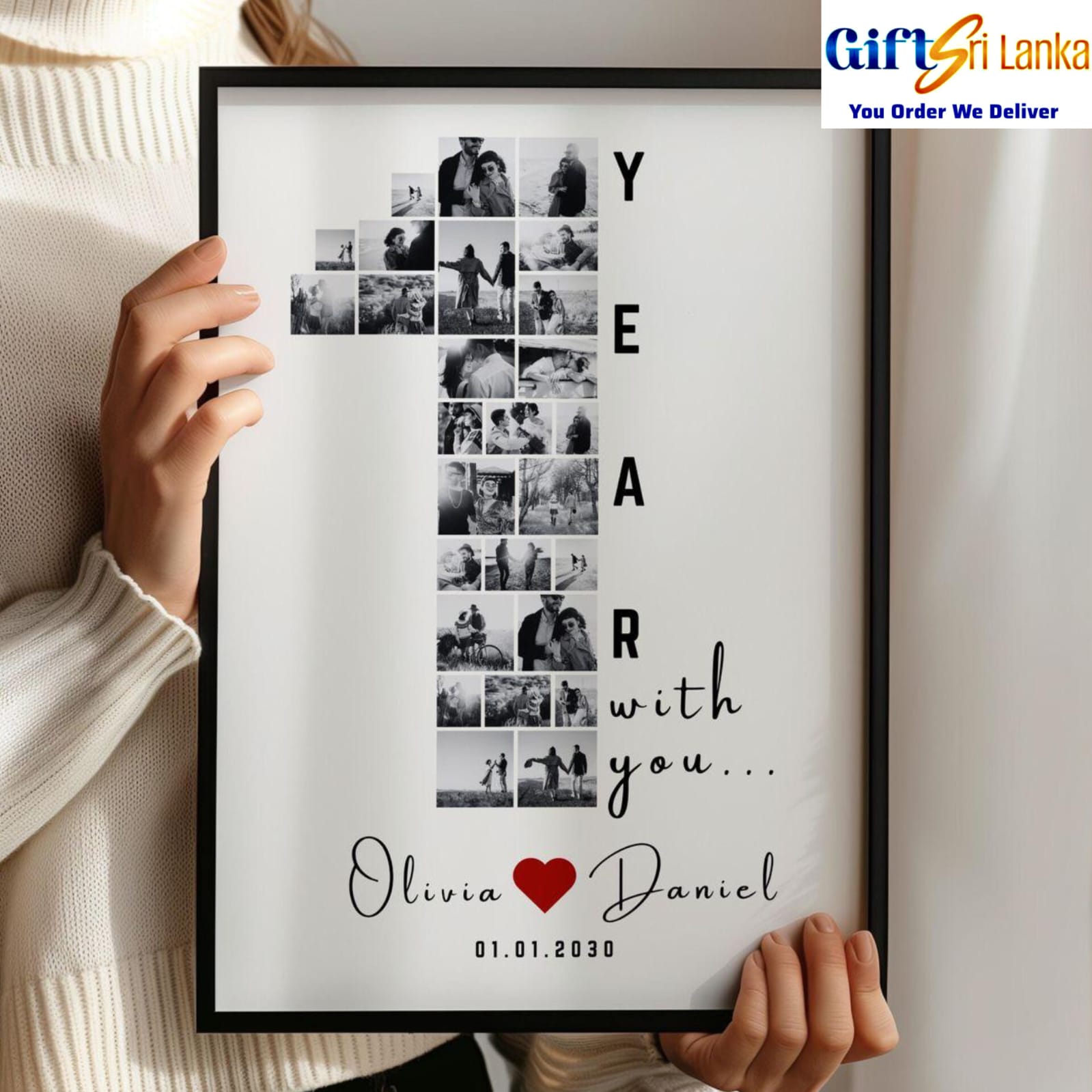Personalized “1 Year” Anniversary Photo Frame with Custom Names
