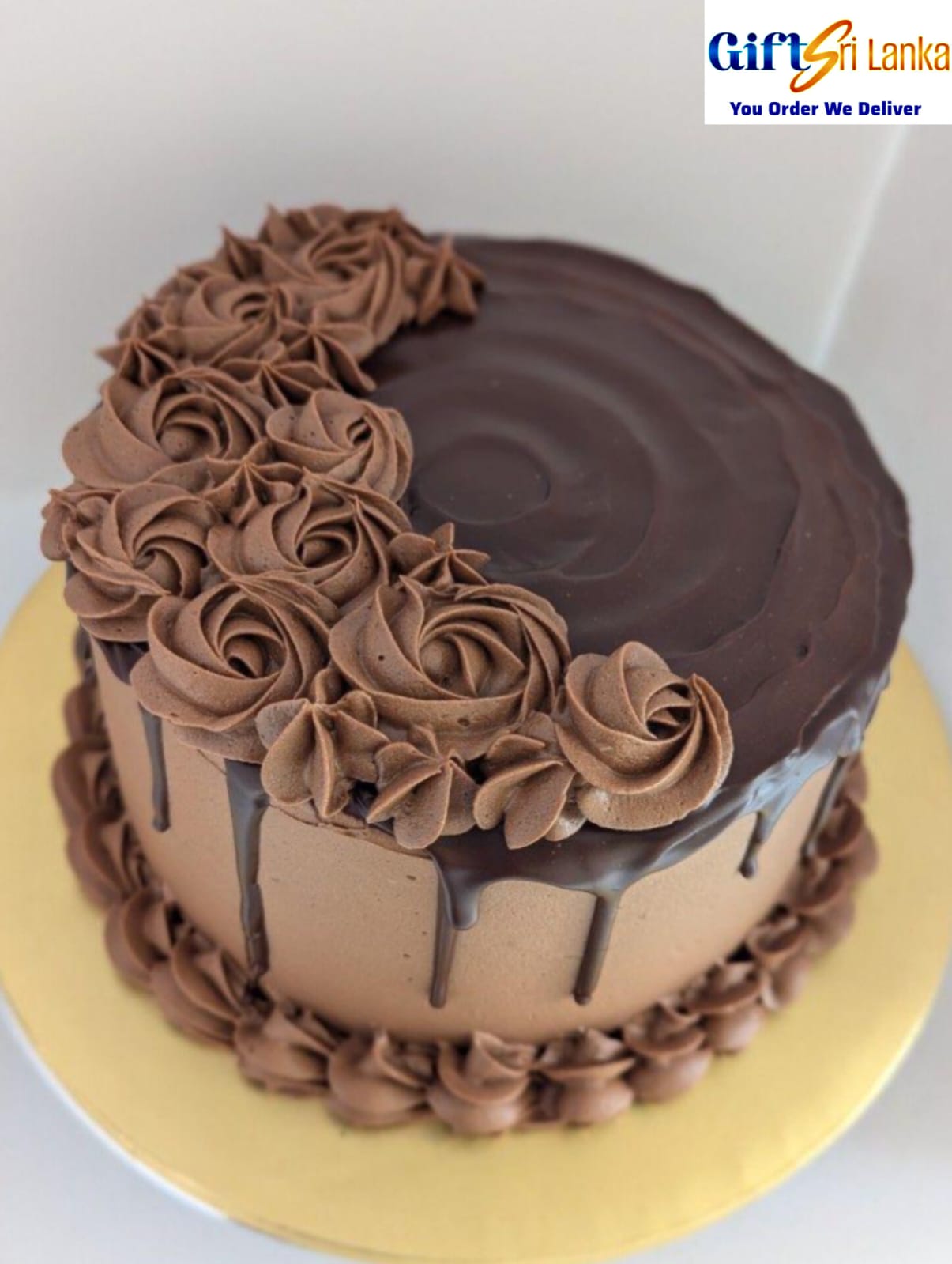 Rich Chocolate Ganache Cake with Rosette Cluster – 1kg