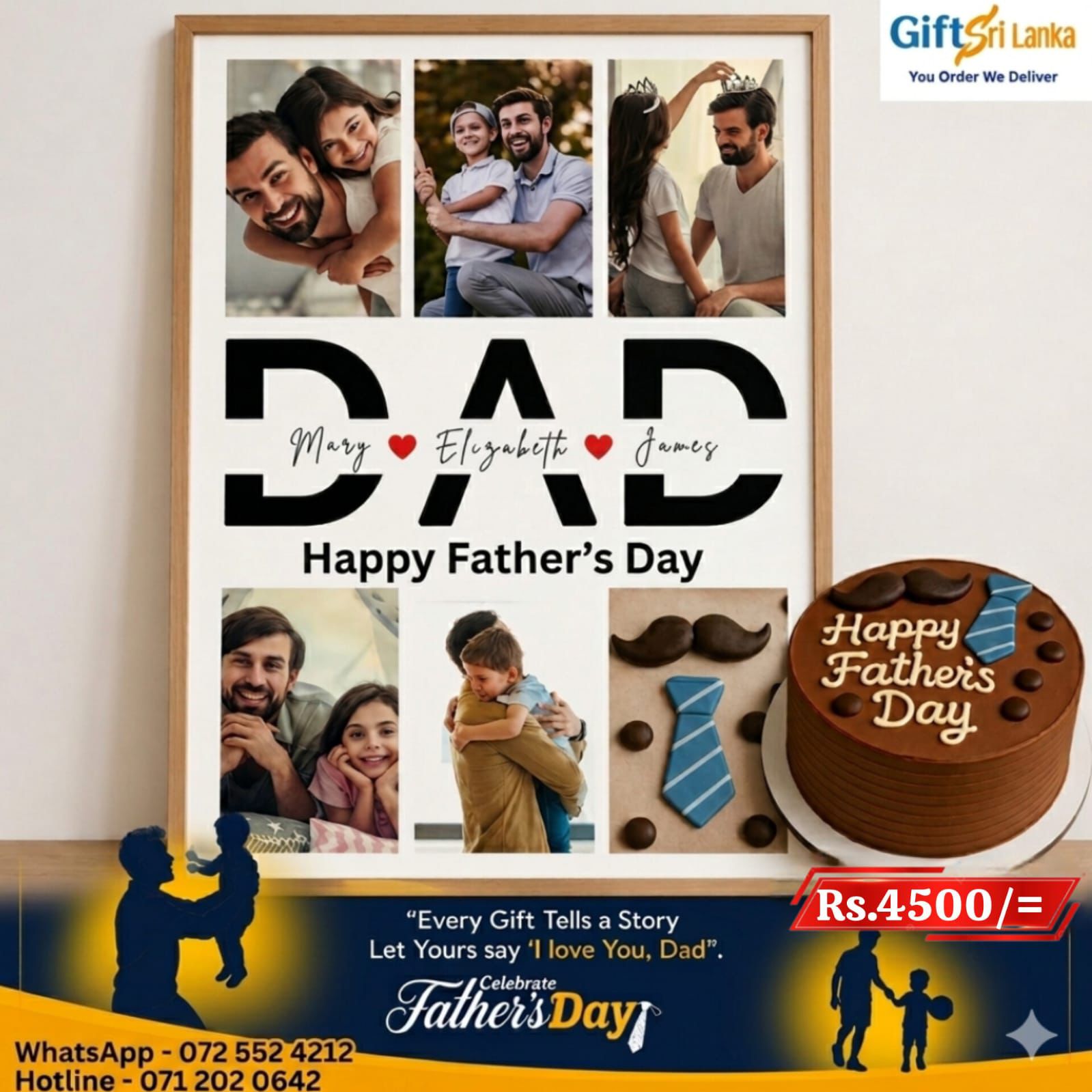 Father’s Day Gift Combo | Custom DAD Photo Frame & Celebration Cake