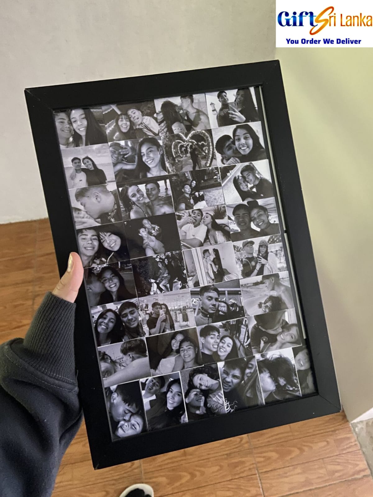 Personalized Black & White Couple Photo Collage Frame | Custom Anniversary Gift