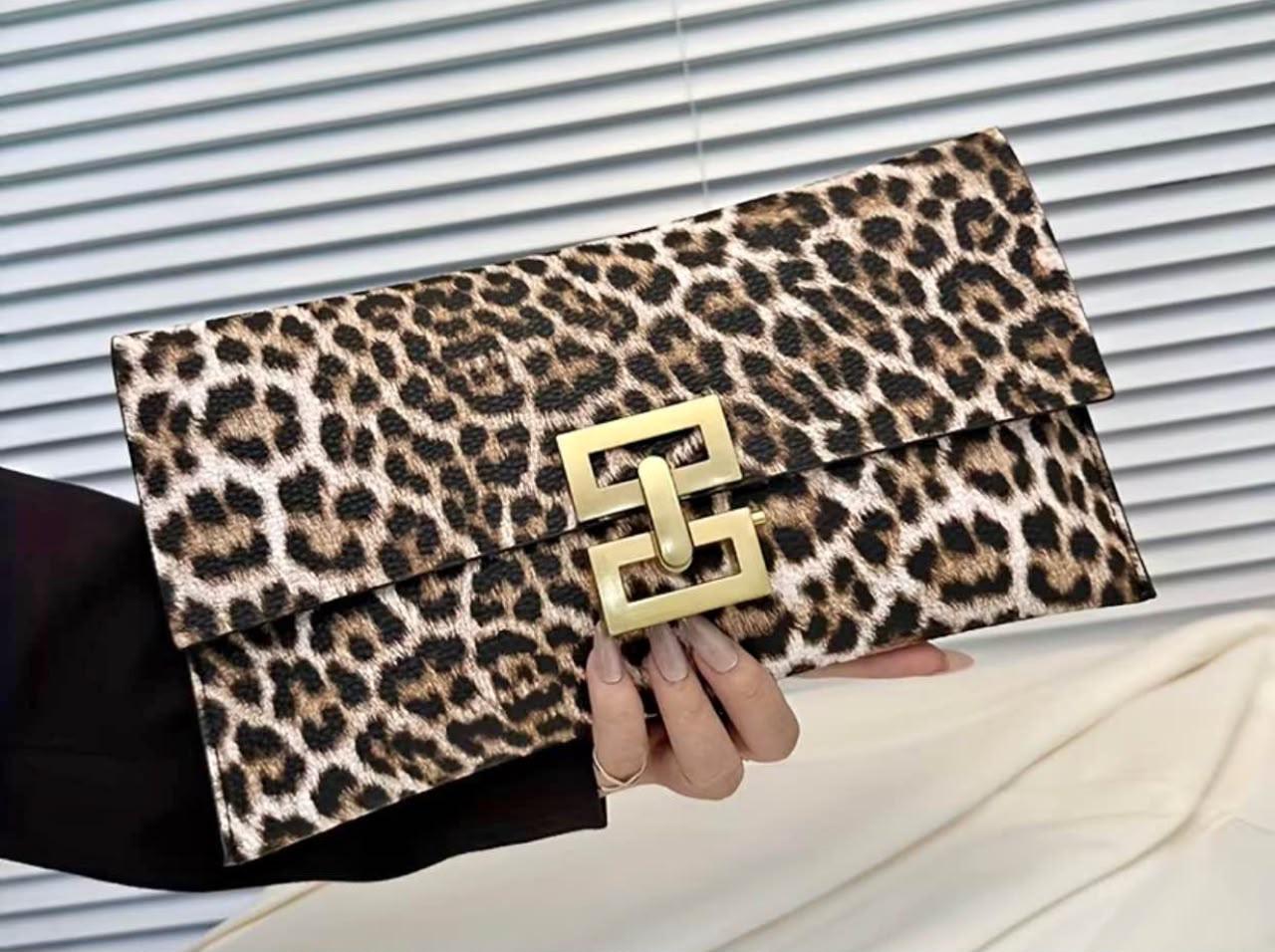 Leopard Print Clutch Bag | Elegant Women's Party & Evening Handbag