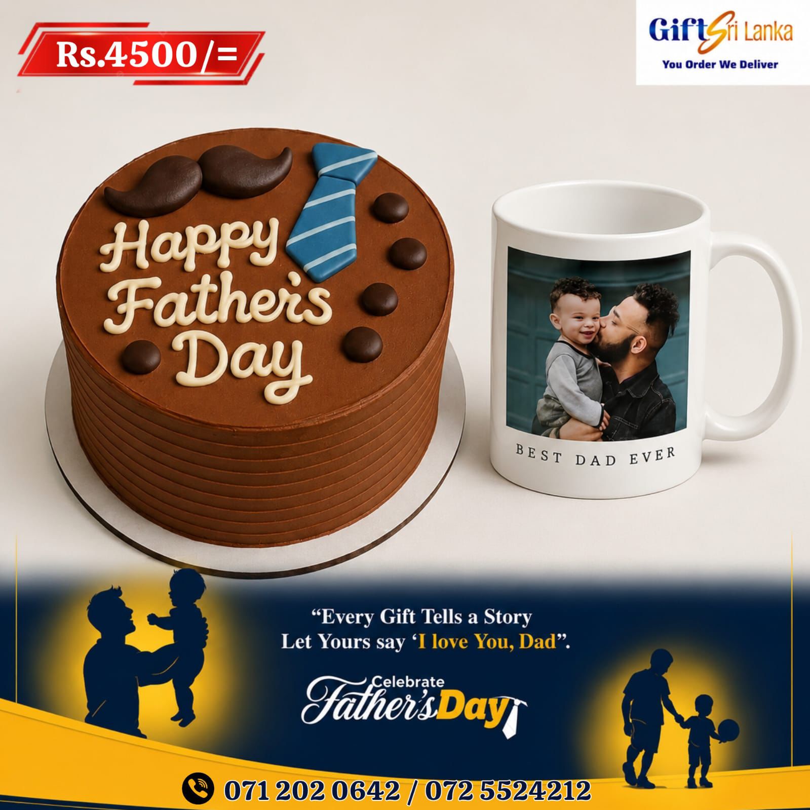 Father’s Day Gift Combo | Personalized Photo Mug & Chocolate Cake