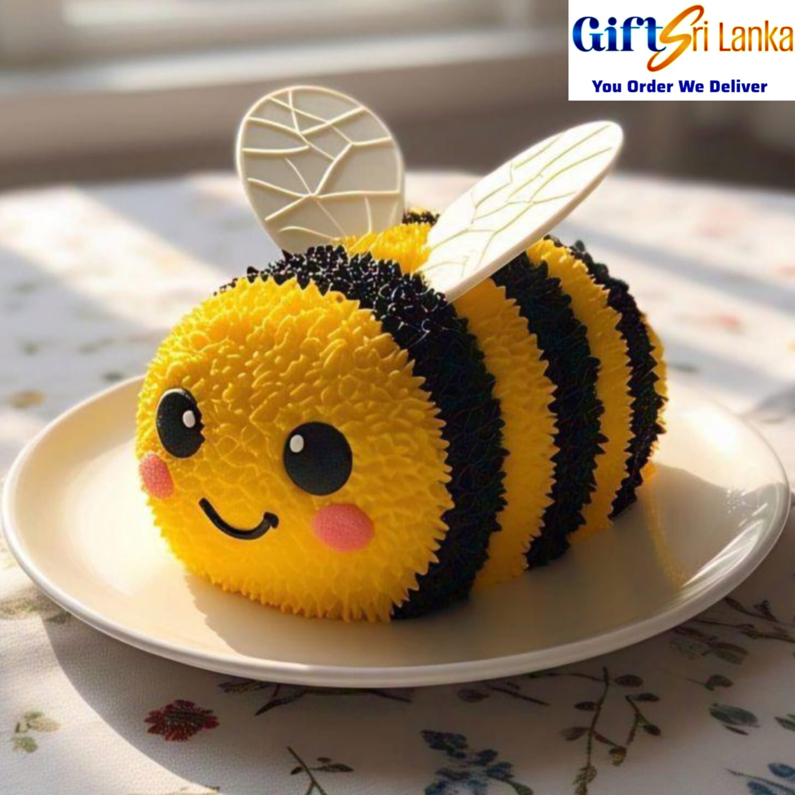Cute Bee Shape Ribbon Cake for Kids – 1kg Butter Icing