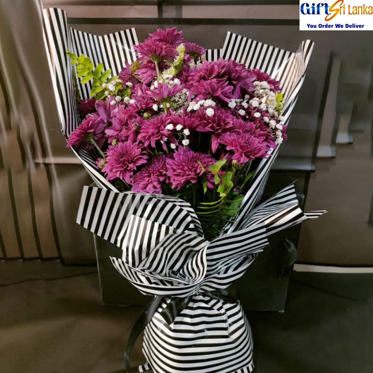 Magenta Flower Bouquet | Elegant Wrapped Fresh Floral Arrangement