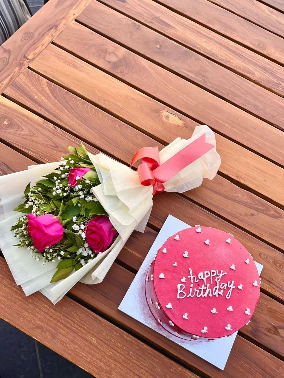 Birthday Cake & Red Rose Gift Combo | Perfect Birthday Surprise Set