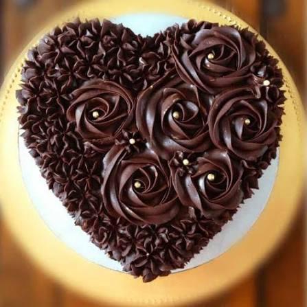Chocolate Roses Cake | Luxury Heart-Shaped Chocolate Celebration Cake