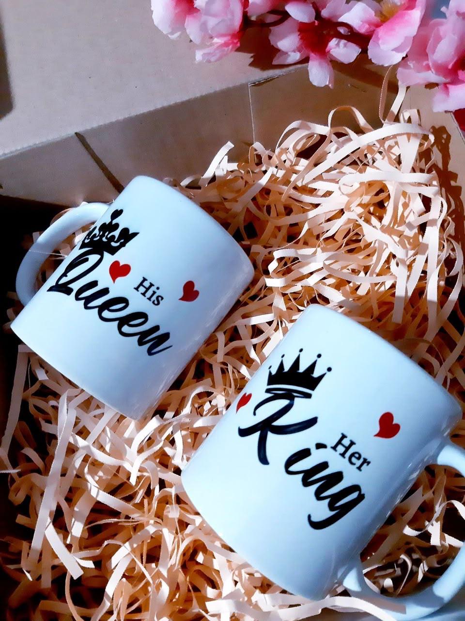 King & Queen Couple Mug Set | Personalized Matching Ceramic Mugs