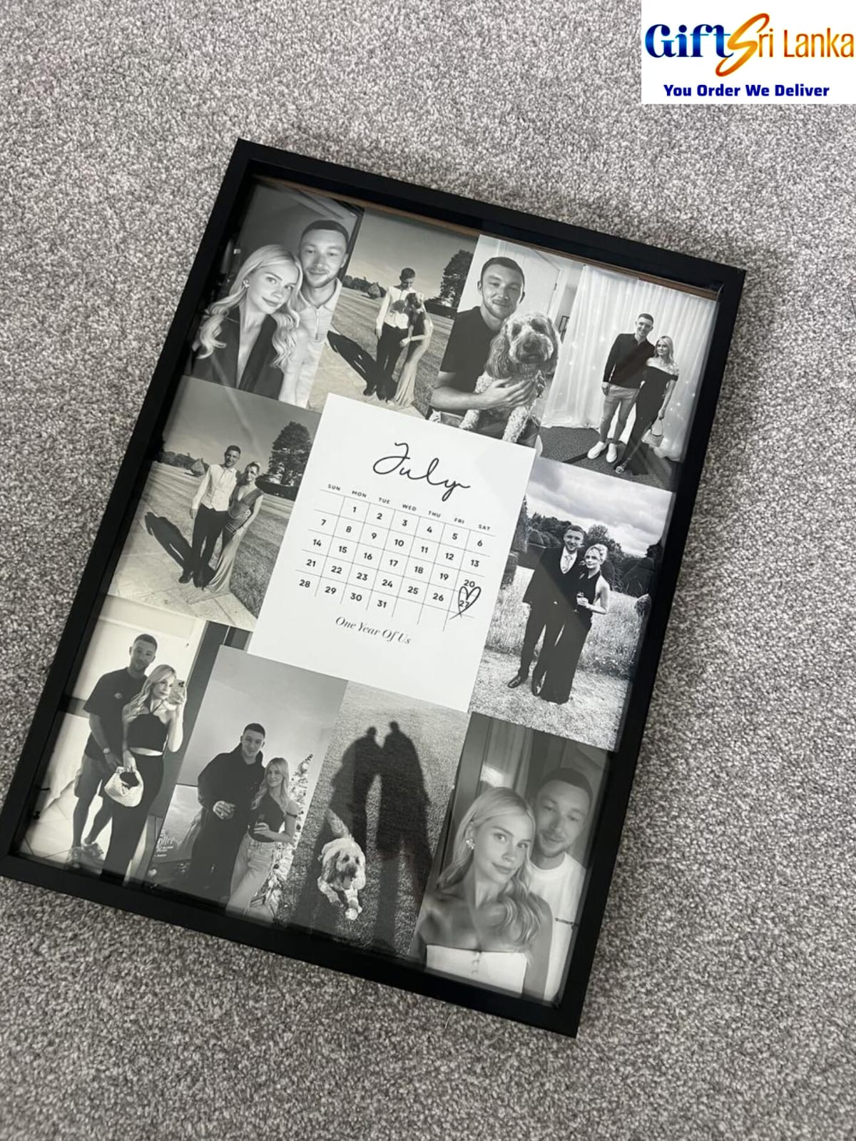 Personalized Black & White Anniversary Photo Frame – “One Year Of Us”