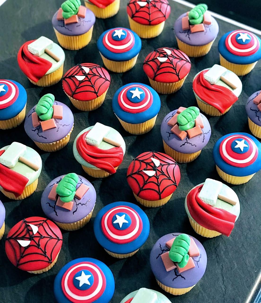 Superhero Theme Cupcakes | Custom Hero Cupcakes for Birthday Parties